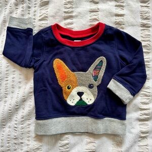 Baby Gap Appliqué Navy Frenchie Dog Sweatshirt | size 12-18m